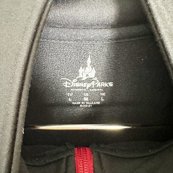 Disney Parks Mickey Tattoo Zip Jacket Black Red Stripes Size L Snag on Sleeve - Picture 3 of 7
